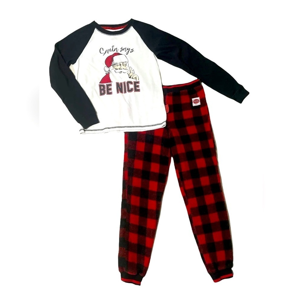 Jammin Jammies Kids Unisex Christmas Pajamas Santa Fleece Size Large 10/12 Red
